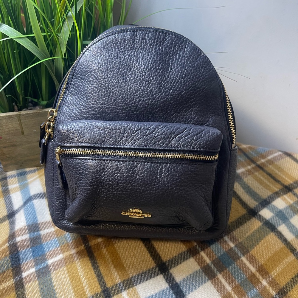 Coach Dark Gray Leather Men's Backpack